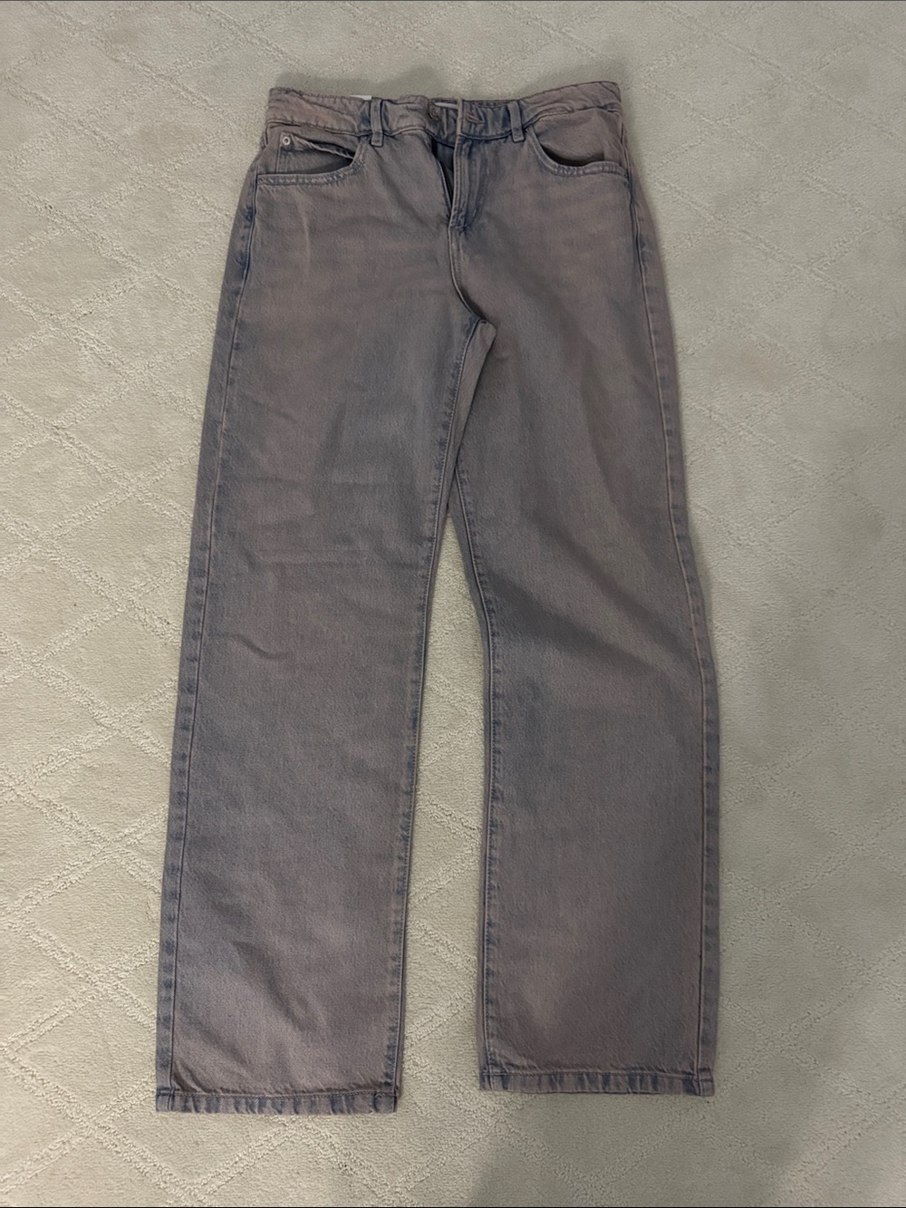 Garage Straight-Leg Jeans — Light blue wash with Pink Tint
